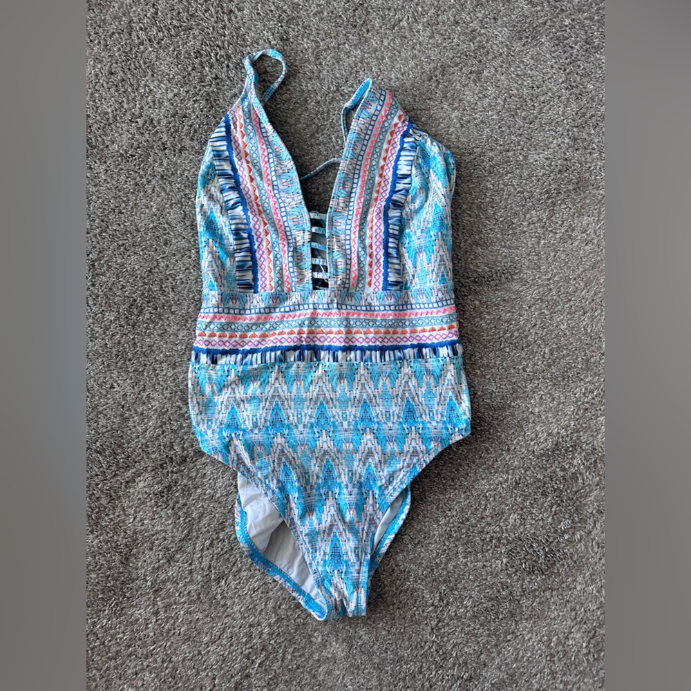 La Blanca Black and Teal Swimwear with Aqua Trim